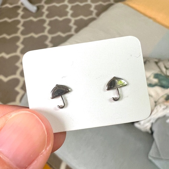 Sterling Silver Mini Umbrella Stud Earring - Picture 3 of 4